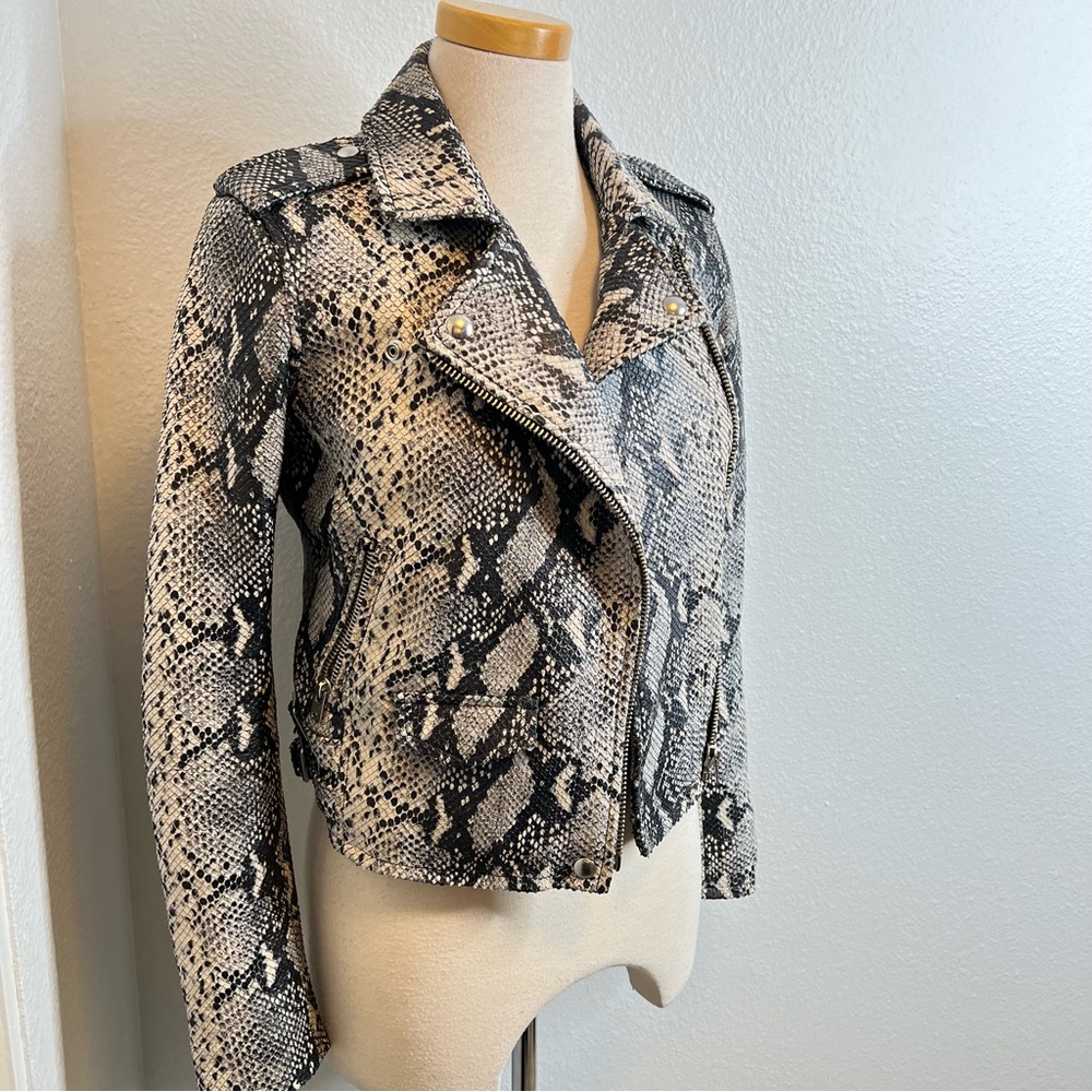 Iro Snake Python Print Ashville Lamb Leather Jack… - image 6